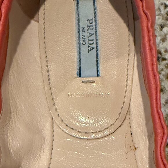 Prada | Leather Two-tone Ballet Flats | Pink/Coral | Size: EU 38 - Picture 4 of 10